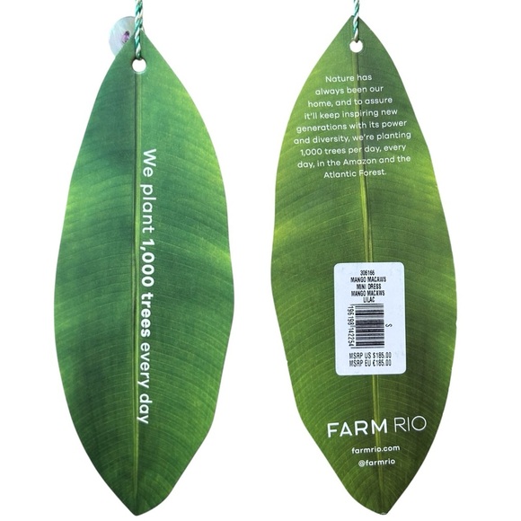 Farm Rio - NWT, Women’s ‘Mango Macaws’ Long-Sleeve Mini Dress in Lilac - Small - Picture 9 of 17